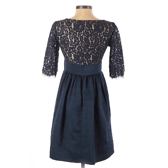 Eliza J Navy Quarter Sleeves Lace Cocktail Dress 2 - Picture 4 of 14